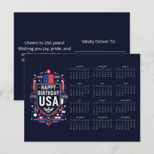 Calendar Grattis på födelsedagen USA 250 Helg Vykort