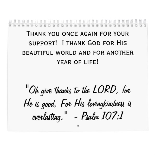 Calendar Kalender (Baksida)