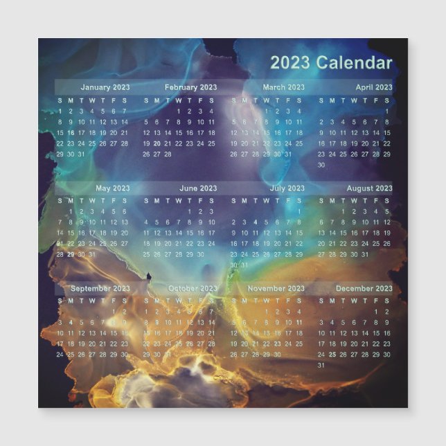 Calendar Magnet - Space Nebula blue gult (Framsida)