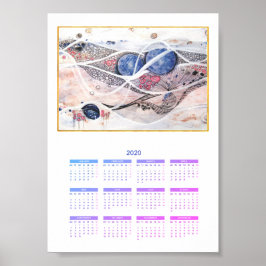 Calendar Modern Abstrakt Fullt År 2020 Galaxy Poster