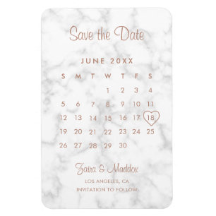 Calendar Modern Marble Ro Guld Spara datum Magnet