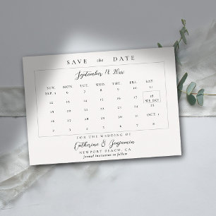 Calendar Modern Simple Calligraphy Elegant bröllop Spara Datumet