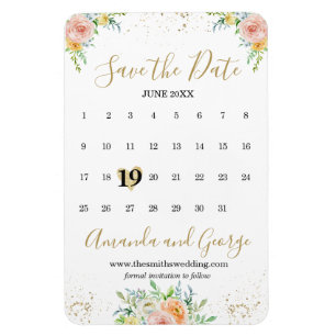Calendar Spara datum magneter blommor och guld