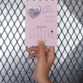 Calendar Stil Bröllop spara datum februari Meddelande Vykort
