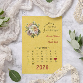 Calendar Stil Bröllop spara datum november Meddelande Vykort