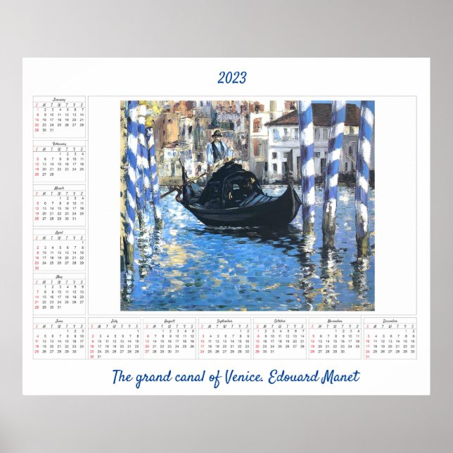 Calendar The grand canal of Venice Edouard Manet Poster (Framsidan)
