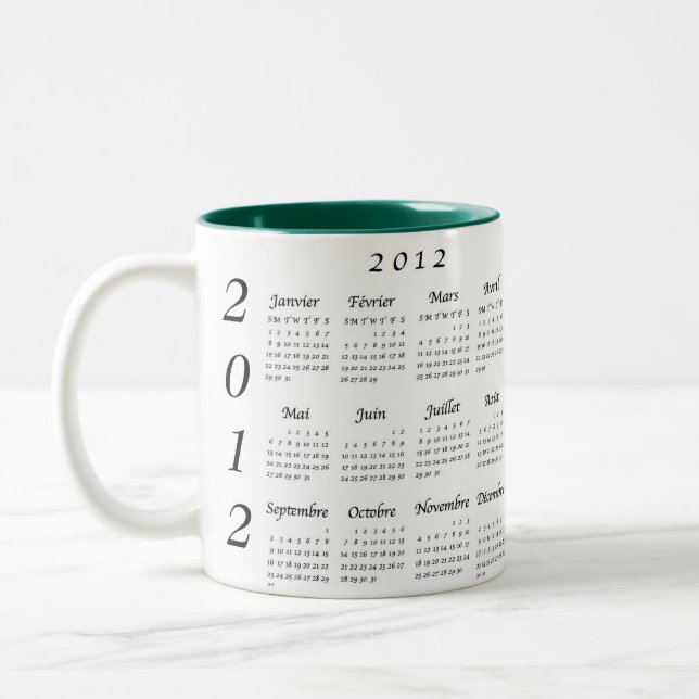 Calendrier 2012 français Två-Tonad mugg (Vänster)