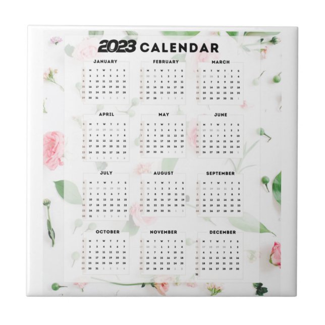 calendrier 2023 floral kakelplatta (Framsidan)