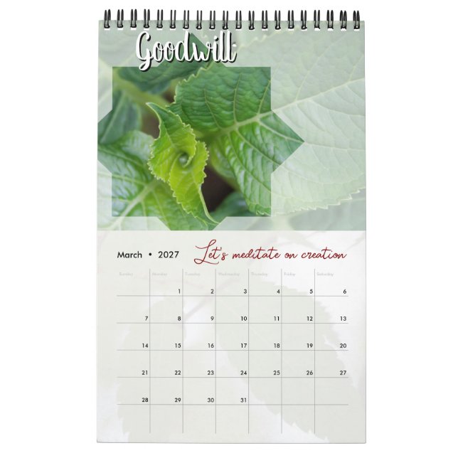 Calendrier Dieu méditation jardin : étoile & mot Kalender (Mar 2027)