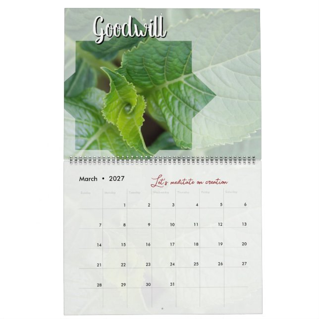 Calendrier Dieu méditation jardin : étoile & mot Kalender (Mar 2027)