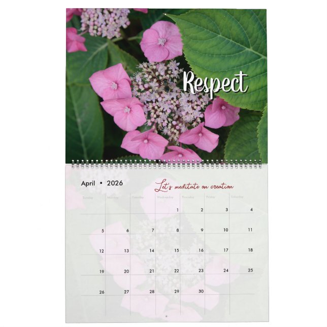 Calendrier Dieu méditation photo jardin : mots Kalender (Apr 2026)