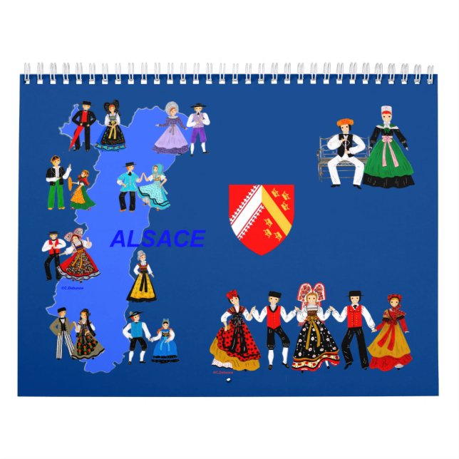 Calendrier, Folklore d'Alsace, France Kalender (Omslag)