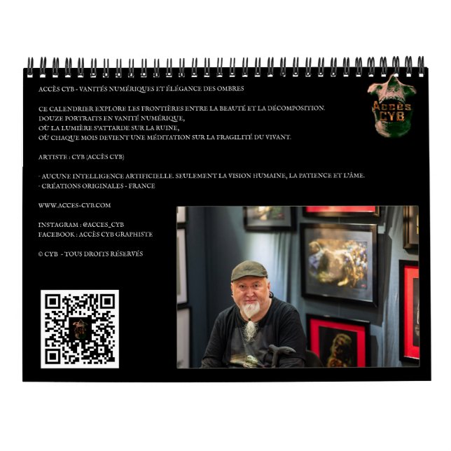 Calendrier mural d’art obscur – Format vertical Kalender (Baksida)