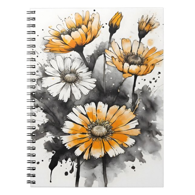 Calendula - Akvarellblommor Anteckningsbok (Framsidan)