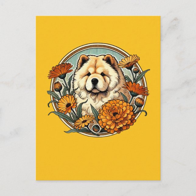 Calendula Chow Chow Hund Vykort (Framsida)