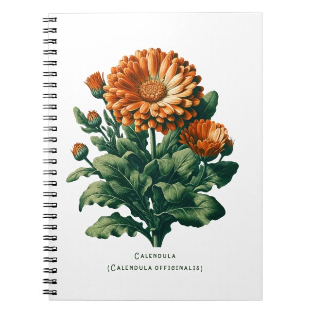 Calendula Flower Blommigt Herbal Journal Anteckningsbok (Framsidan)