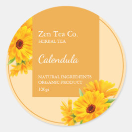 Calendula Herbal Tea Business Label Runt Klistermärke