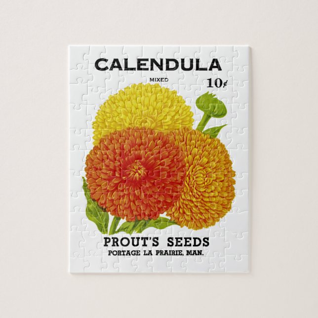Calendula Vintage Seed Packet Pussel (Vertikal)