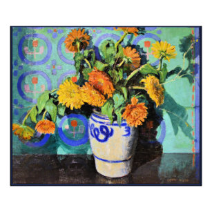 Calendulas, blommigt-målning efter Grant Wood Fototryck