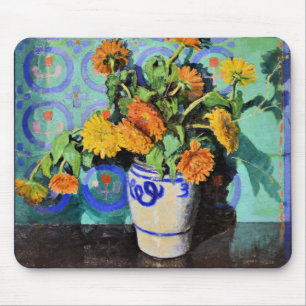 Calendulas, blomster-målning av Grant Wood Musmatta
