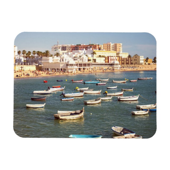 Caleta Beach i Cadiz, Andalusien, Spanien Magnet (Horisontell)