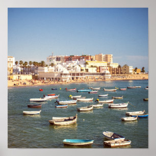 Caleta Beach i Cadiz, Andalusien, Spanien Poster