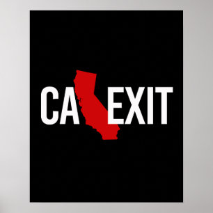 Calexit - Kalifornien gå ut - röd vit - - Poster