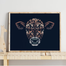 Calf Farm Animal Porträtt | Skriv ut kalkylvägg Poster