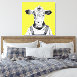 Calf i Dungaree (Retro-Gulten) Canvastryck