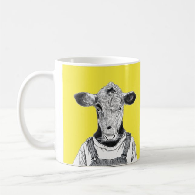 Calf i Dungaree (Retro-Gulten) Kaffemugg (Vänster)