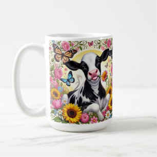 Calf i en Vibrant Blommigt och Butterfly Wonderlan Kaffemugg