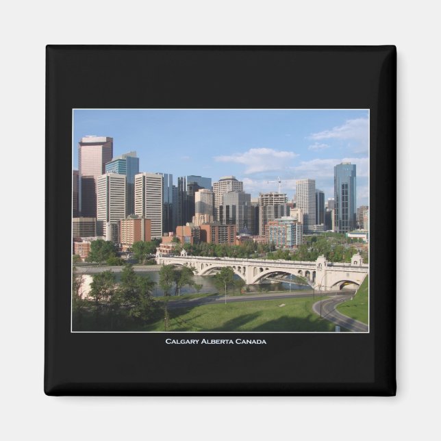 Calgary Alberta Canada Downtown Skyline View Magnet (Framsidan)