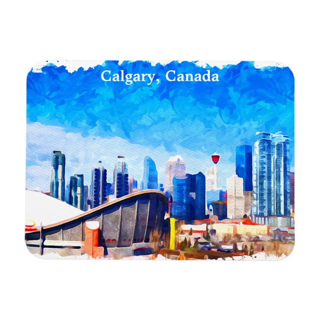 Calgary Alberta Canada Panorama View Magnet (Horisontell)