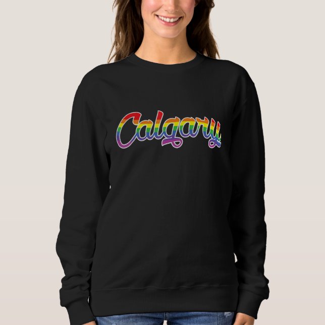 Calgary Alberta Canada Pride Gay Parade Rainbow Fl T Shirt (Framsida)