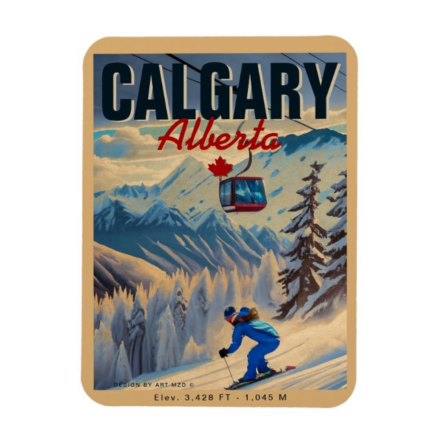 Calgary Alberta Canada Skiing Souvenirs 1950-talet Magnet (Vertikal)