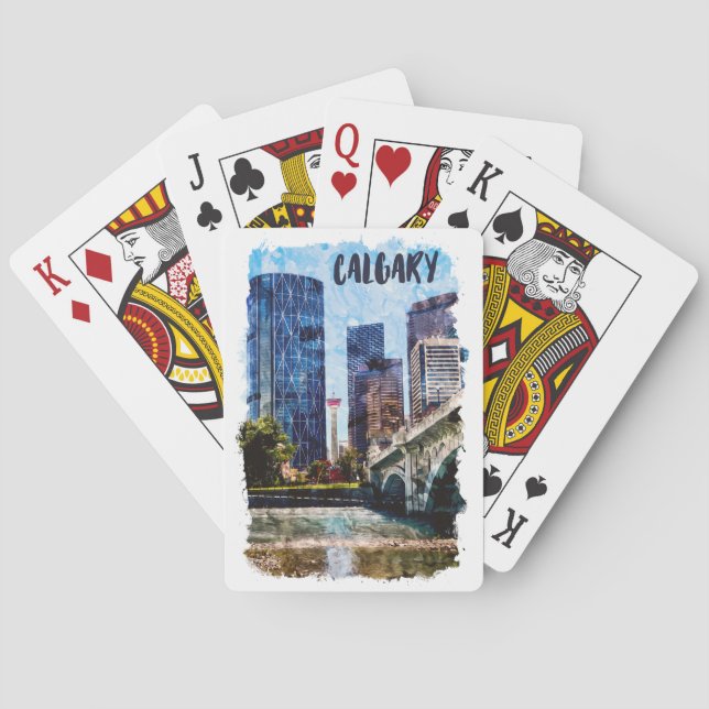 Calgary Alberta Cityscape Skyline Casinokort (Baksidan)
