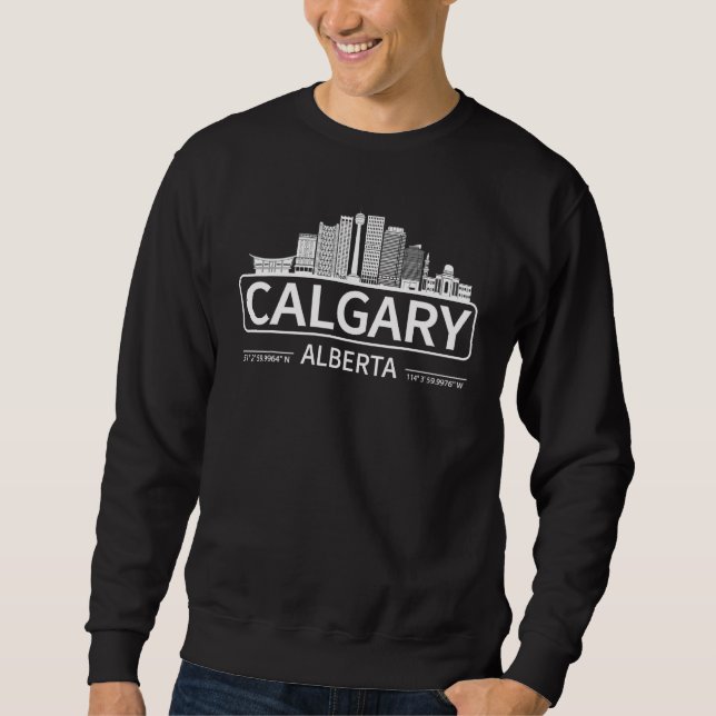 Calgary Alberta Cityscape Travel till Calgary Lång Ärmad Tröja (Framsida)