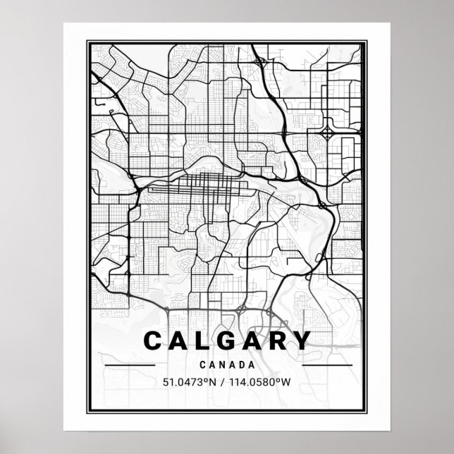 Calgary Alberta Kanada Resestads Karta Poster (Framsidan)