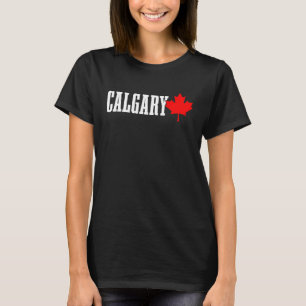 Calgary Alberta Lönnlöv Kanada Kanadensisk Flagga T Shirt