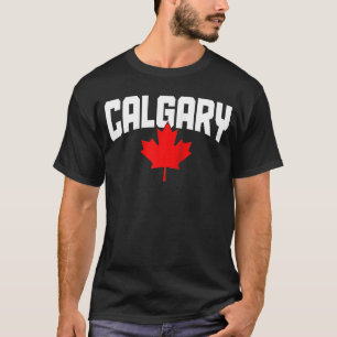 Calgary Alberta Maple Löv Kanada Canadian Flagga P T Shirt