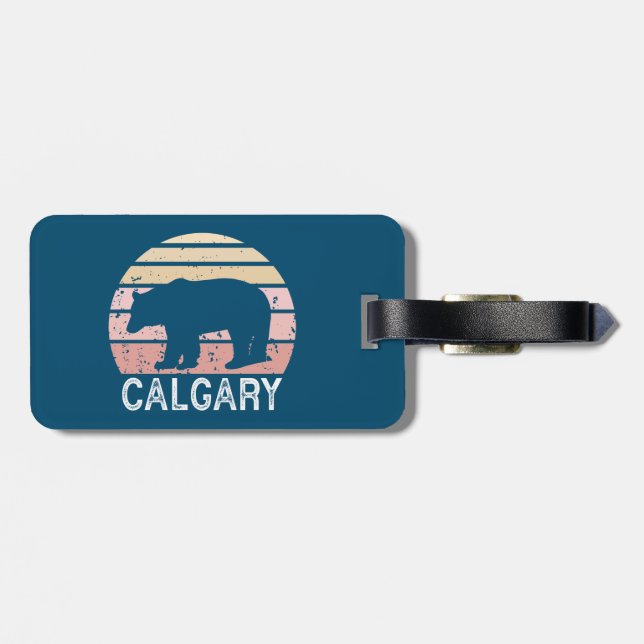 Calgary Alberta Retro Bear Bagagebricka (Baksida Vågrät)