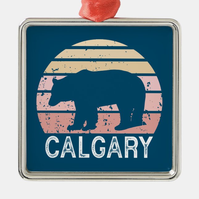 Calgary Alberta Retro Bear Julgransprydnad Metall (Framsidan)