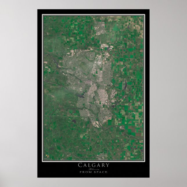 Calgary Alberta Satellite Poster Karta (Framsidan)