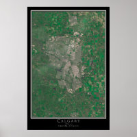 Calgary Alberta Satellite Poster Karta