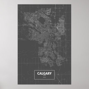 Calgary, Alberta (vit på svart) Poster