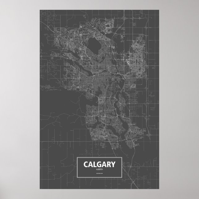 Calgary, Alberta (vit på svart) Poster (Framsidan)