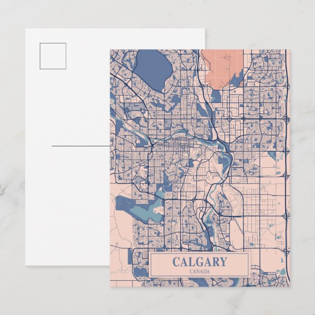 Calgary Canada Breezy City Map Travel Vykort (Fram/baksida)