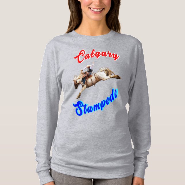 Calgary Canada Horses juli Riders Calgary Stampede T Shirt (Framsida)