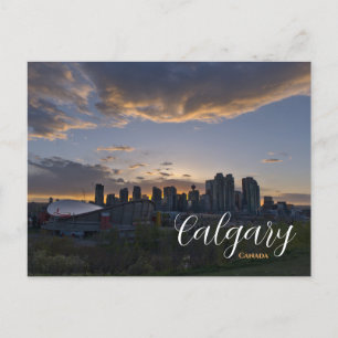 Calgary Canada Postcard Downtown Sunset Vykort