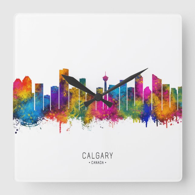 Calgary Canada Skyline Fyrkantig Klocka (Framsida)